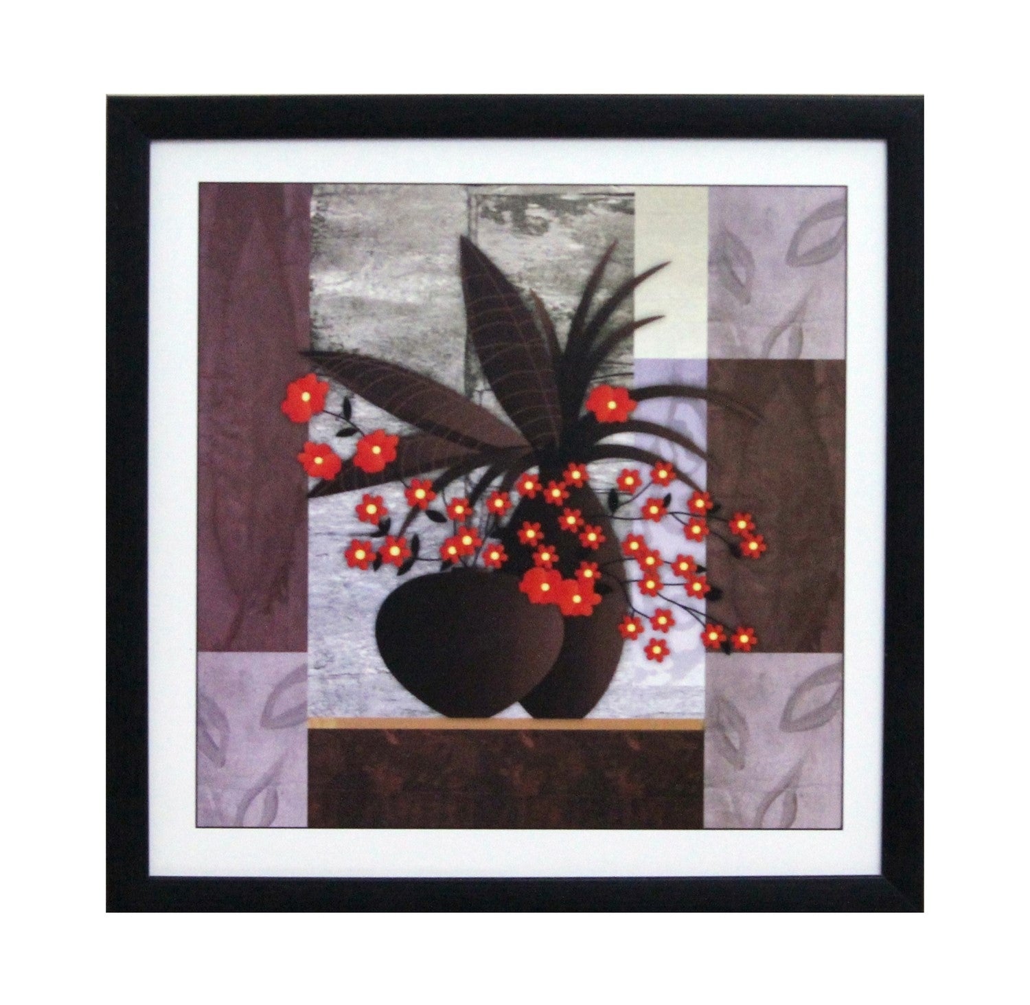 Abstract Pot and Flower Theme Satin Matt Texture UV Art Painting Kafalo