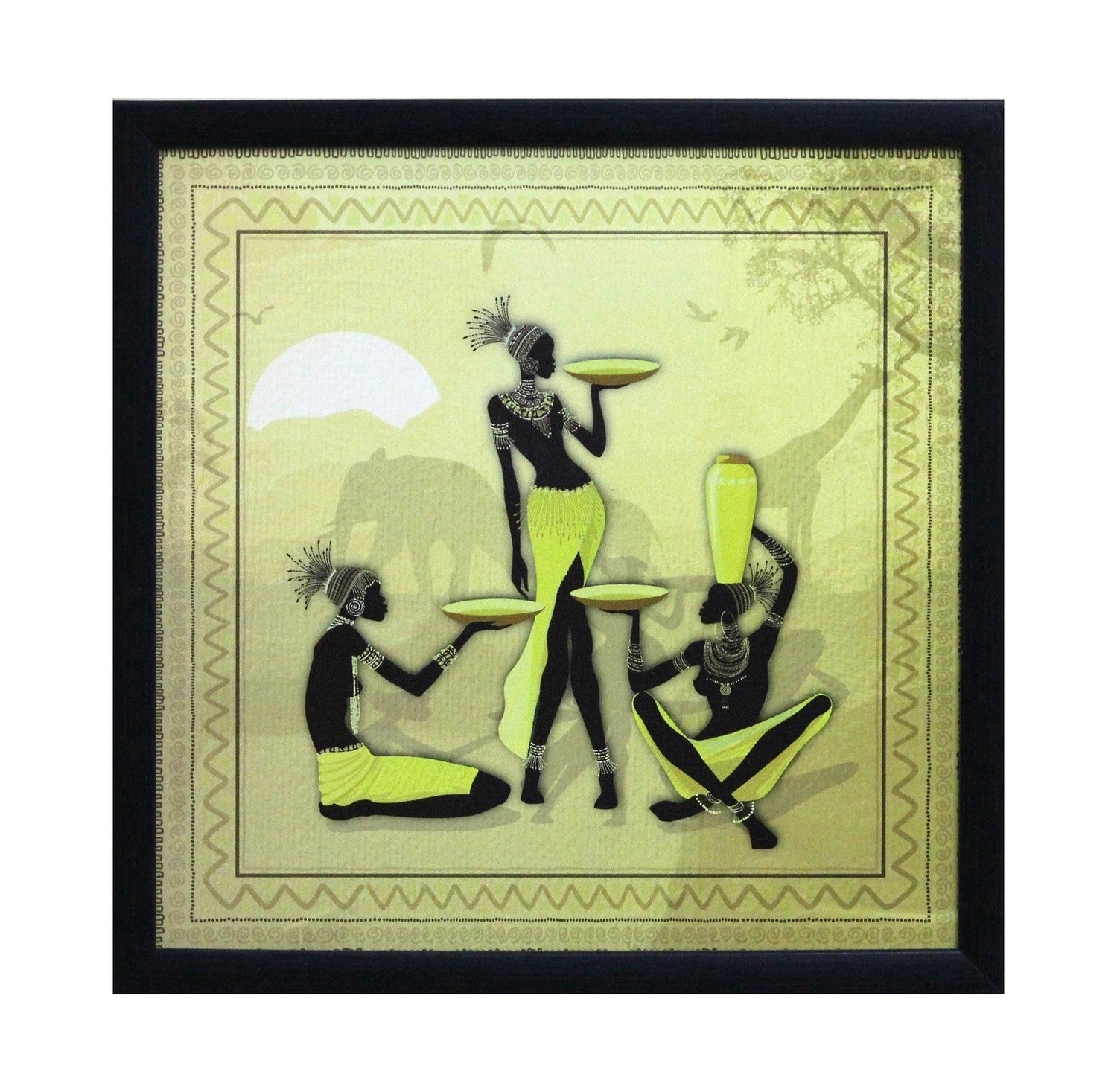 Tribal Ladies Group Satin Matt Texture UV Art Painting Kafalo