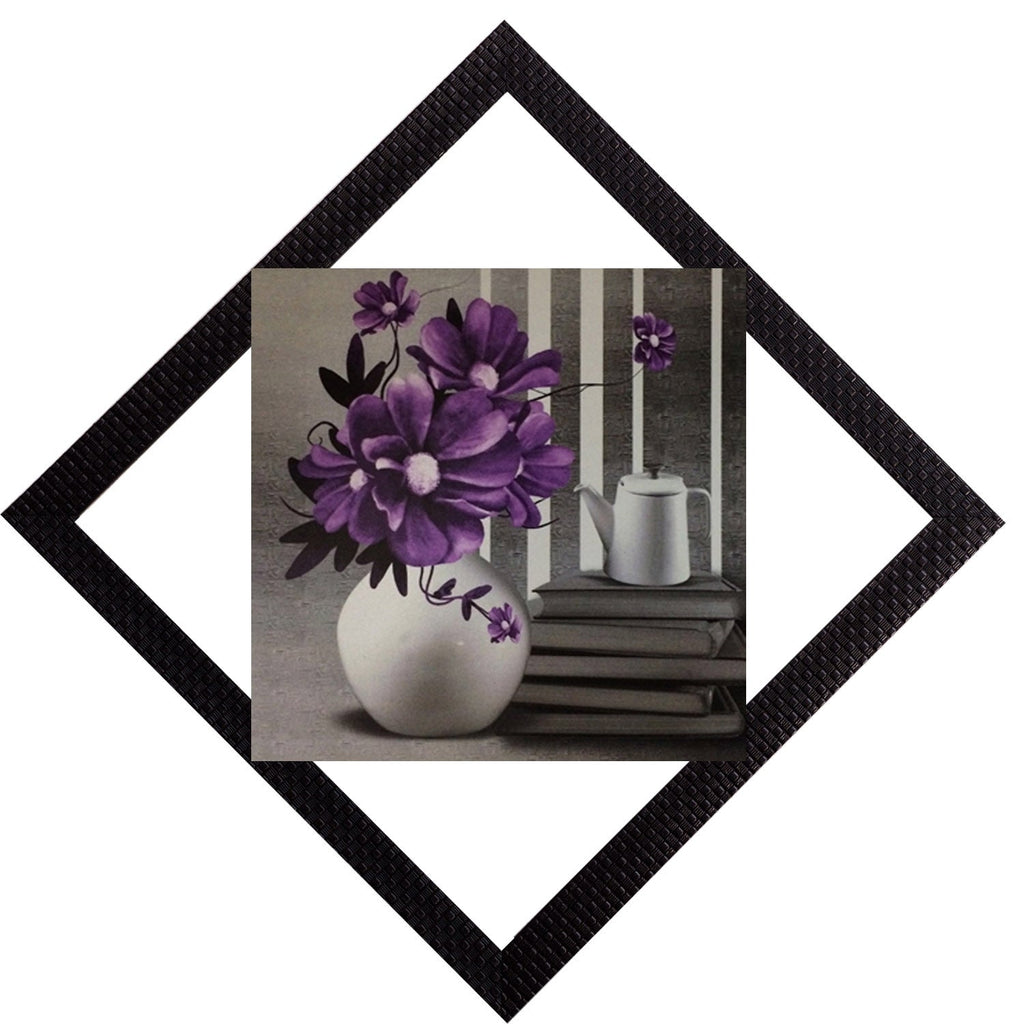 Vase & Purple Flowers Satin Matt Texture UV Art Painting Kafalo