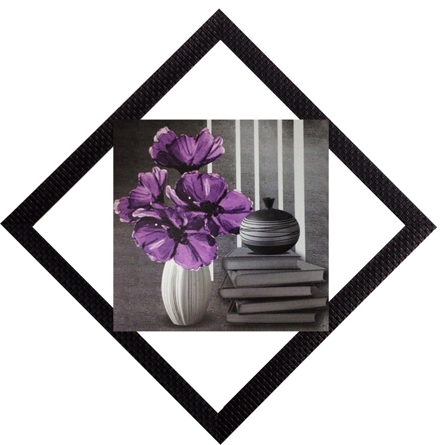 Vase Books & Flowers Satin Matt Texture UV Art Painting Kafalo
