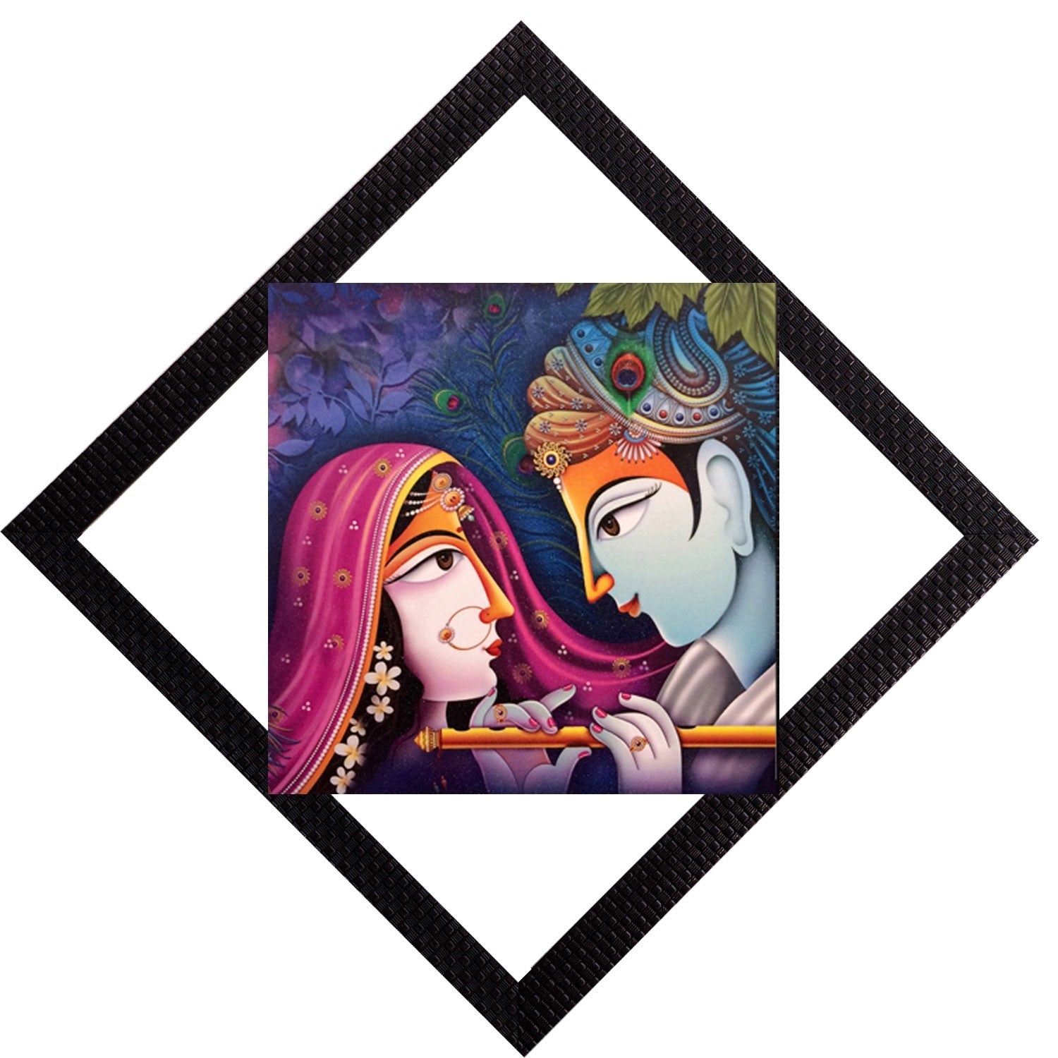 Radha Krishna & Flute Satin Matt Texture UV Art Painting Kafalo