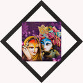 Radha & Krishna Playing Flute Painting Digital Printed Religious Wall Art Kafalo