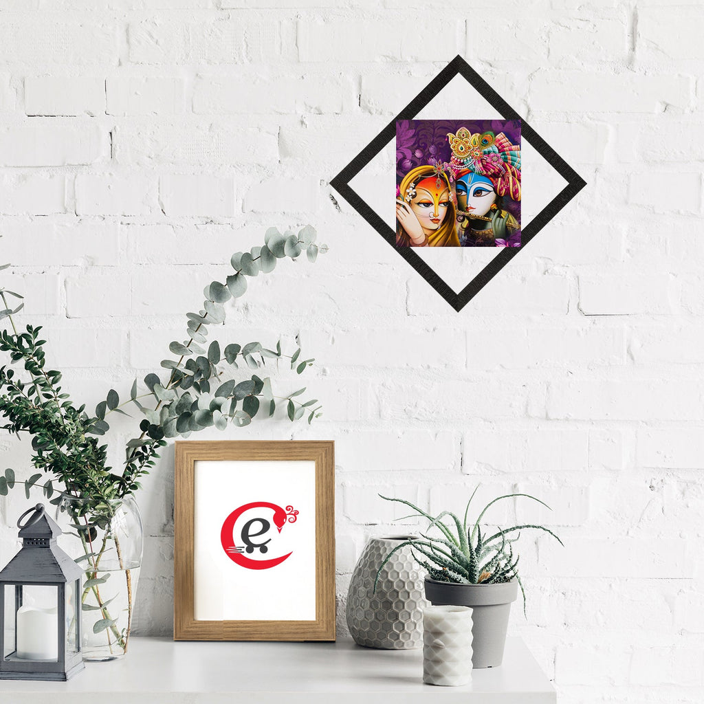 Radha & Krishna Playing Flute Painting Digital Printed Religious Wall Art Kafalo