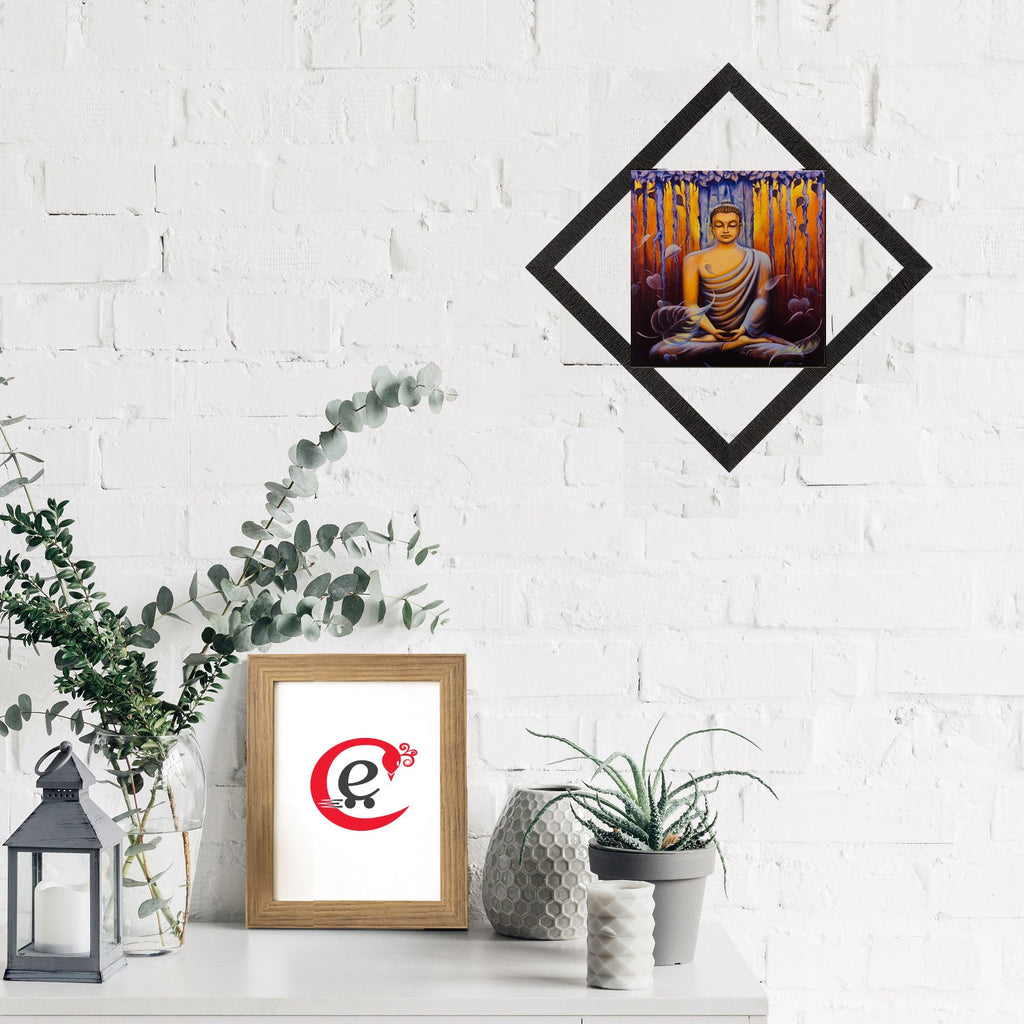 Buddha Meditating Under Tree Painting Digital Printed Religious Wall Art Kafalo