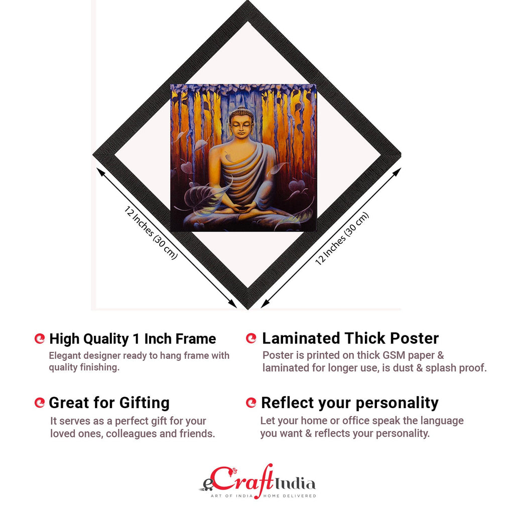 Buddha Meditating Under Tree Painting Digital Printed Religious Wall Art Kafalo