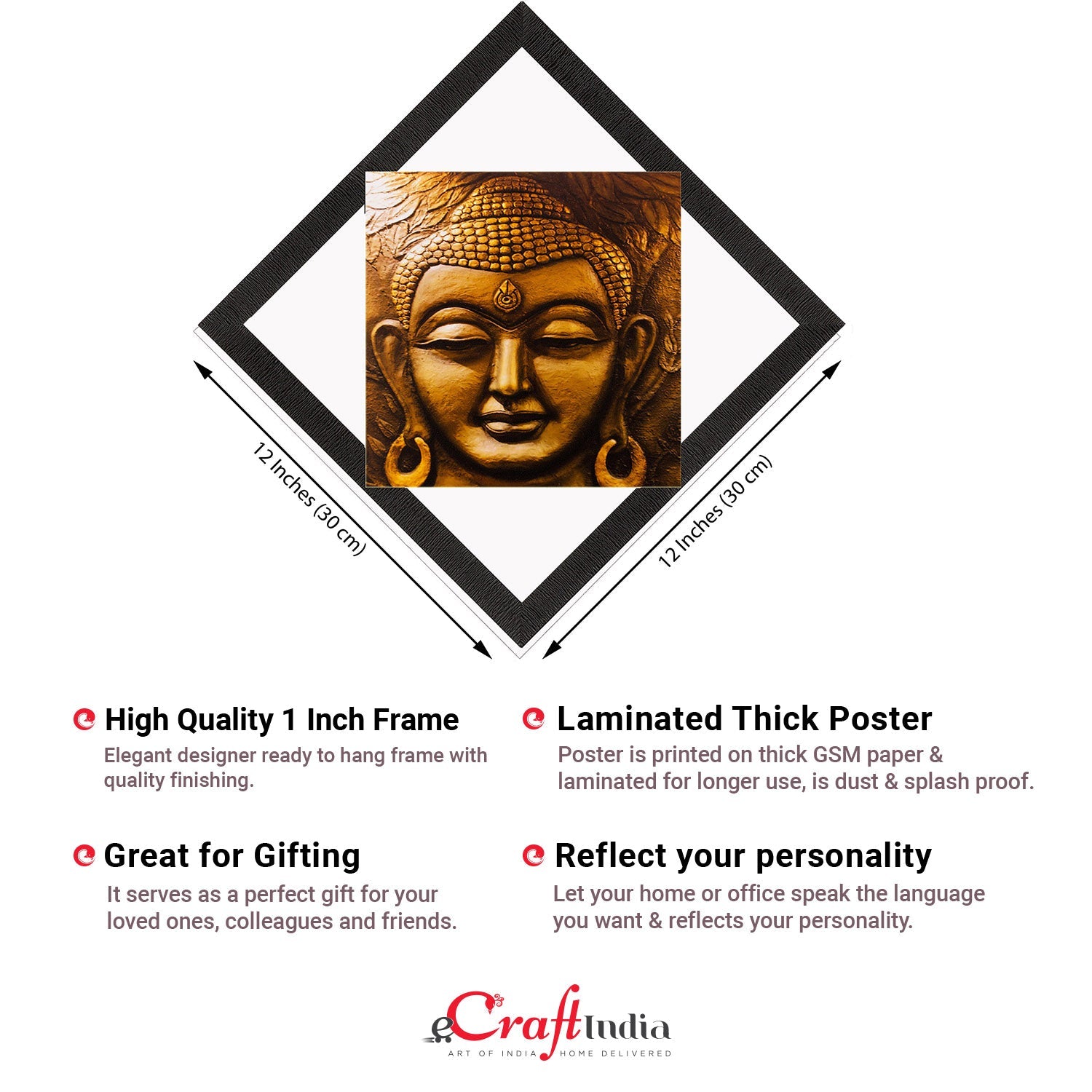 Face Of Lord Buddha Painting Digital Printed Religious Wall Art Kafalo
