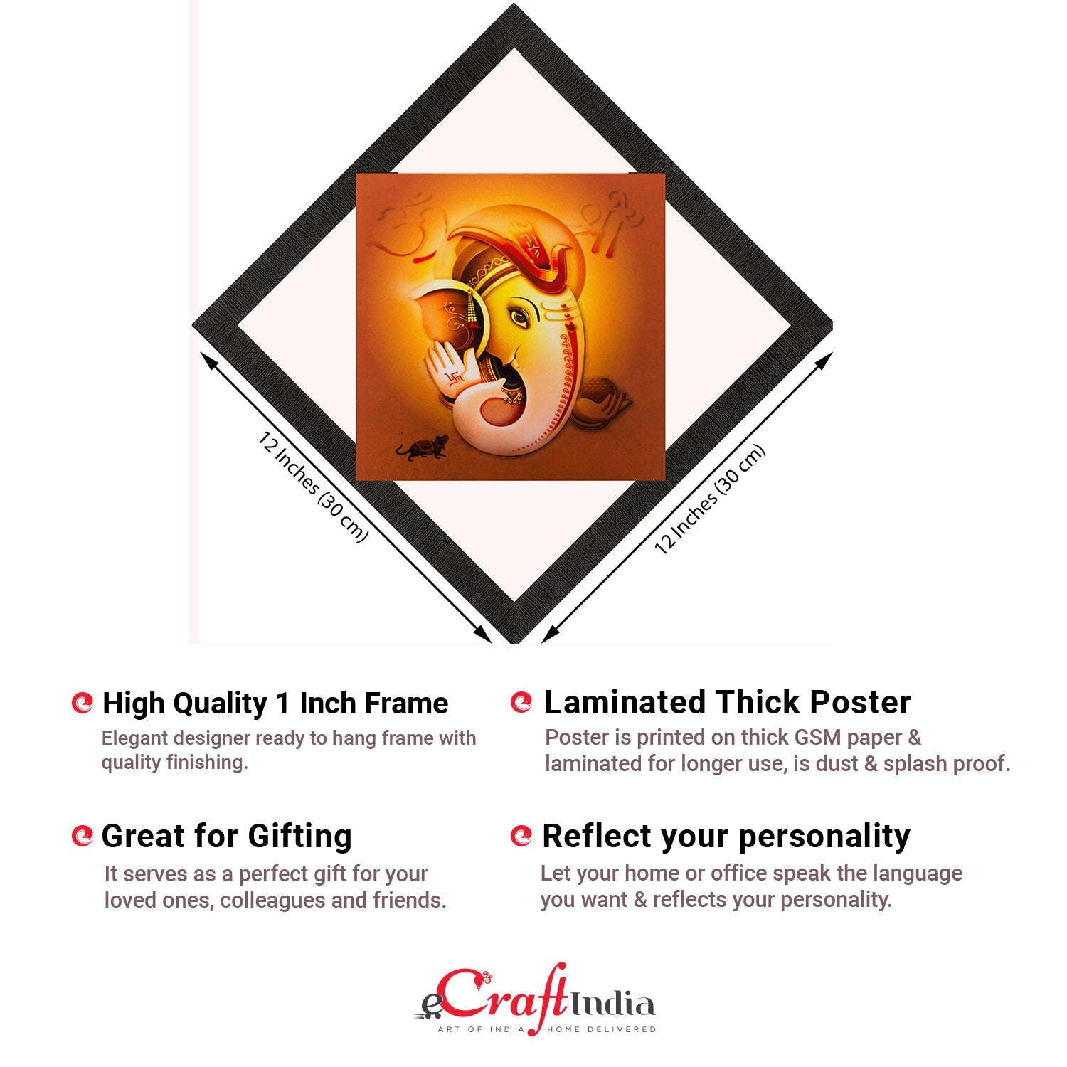 Face Of Lord Ganesha Satin Matt Texture UV Art Painting Kafalo