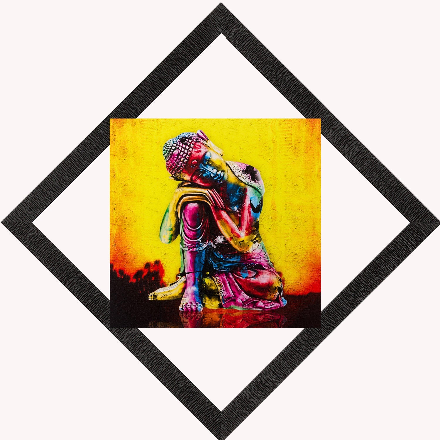 Resting Buddha On Knee Painting Digital Printed Religious Wall Art Kafalo