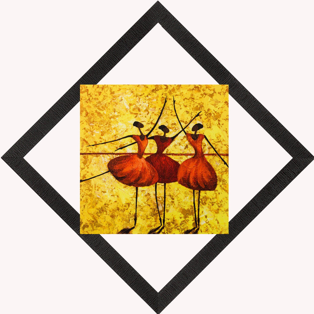 Orange Dancing Figurine Satin Matt Texture UV Art Painting Kafalo