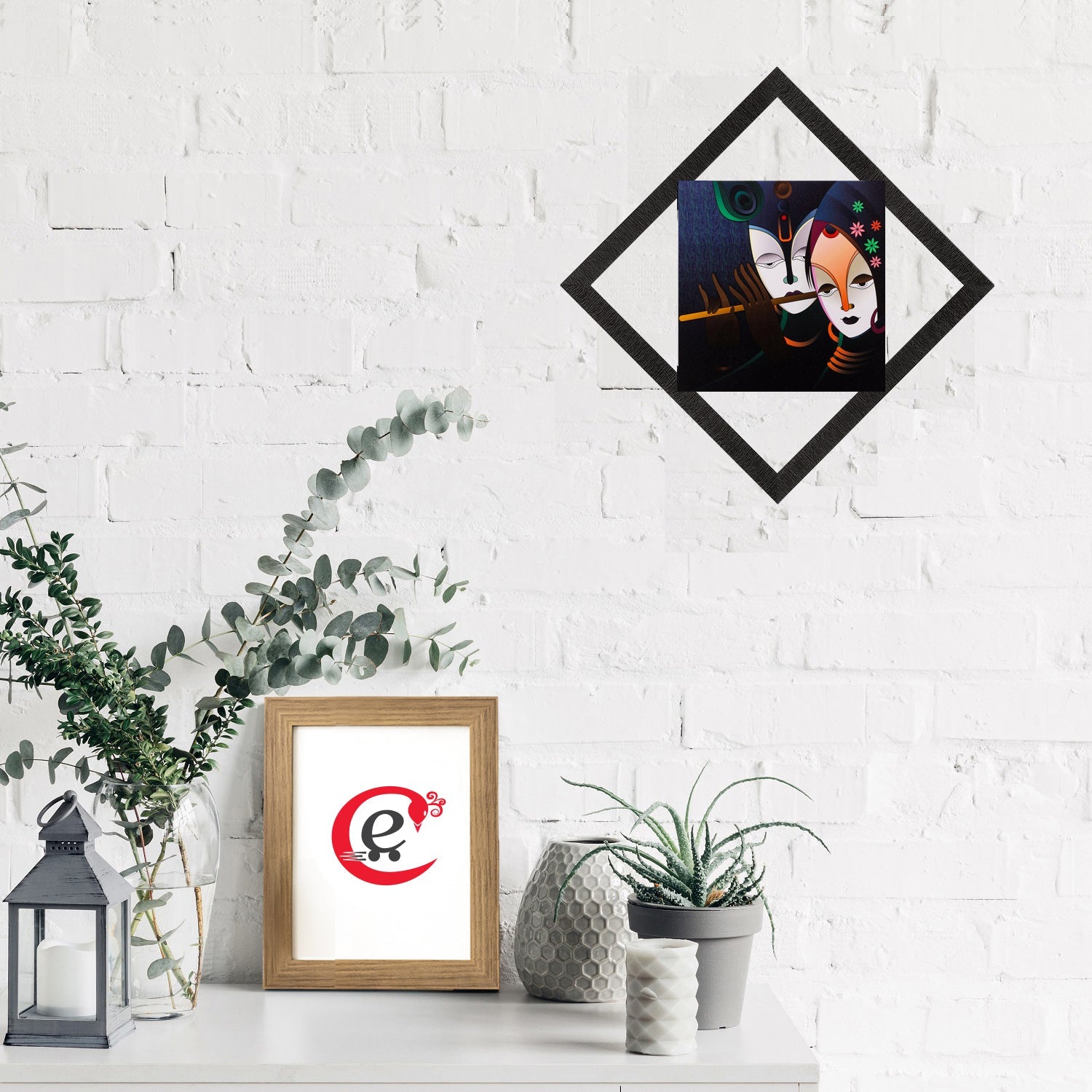 Radha Krishna Painting Digital Printed Religious Wall Art Kafalo