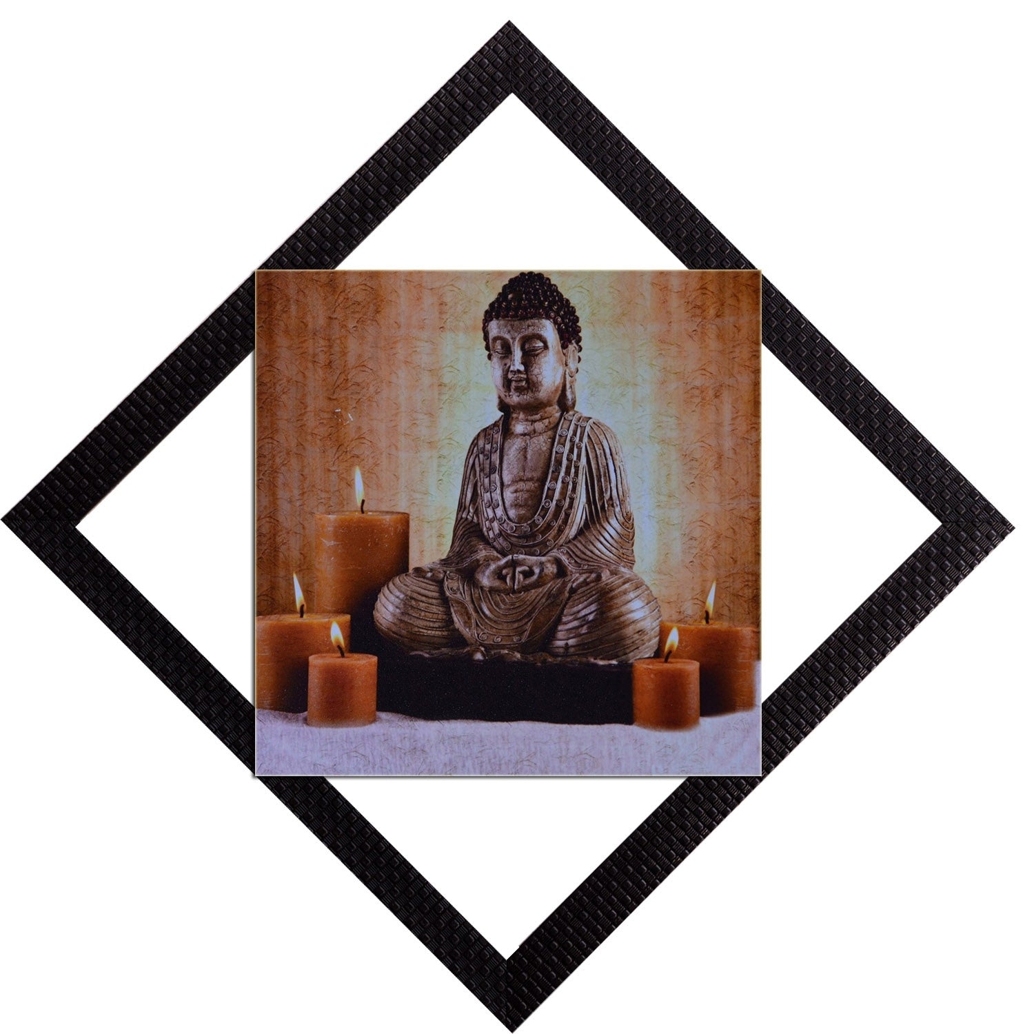 Lord Buddha With Candles Satin Matt Texture UV Art Painting Kafalo