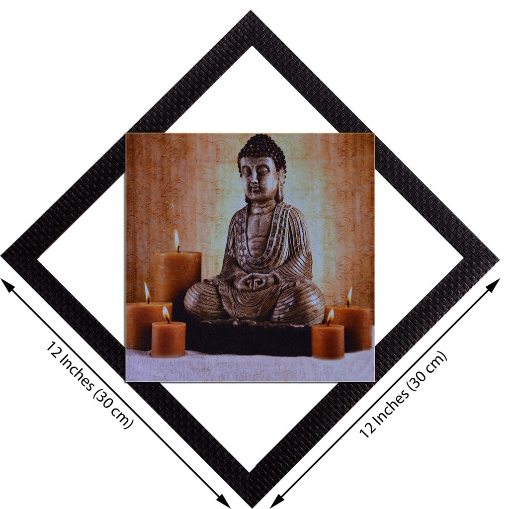 Lord Buddha With Candles Satin Matt Texture UV Art Painting Kafalo