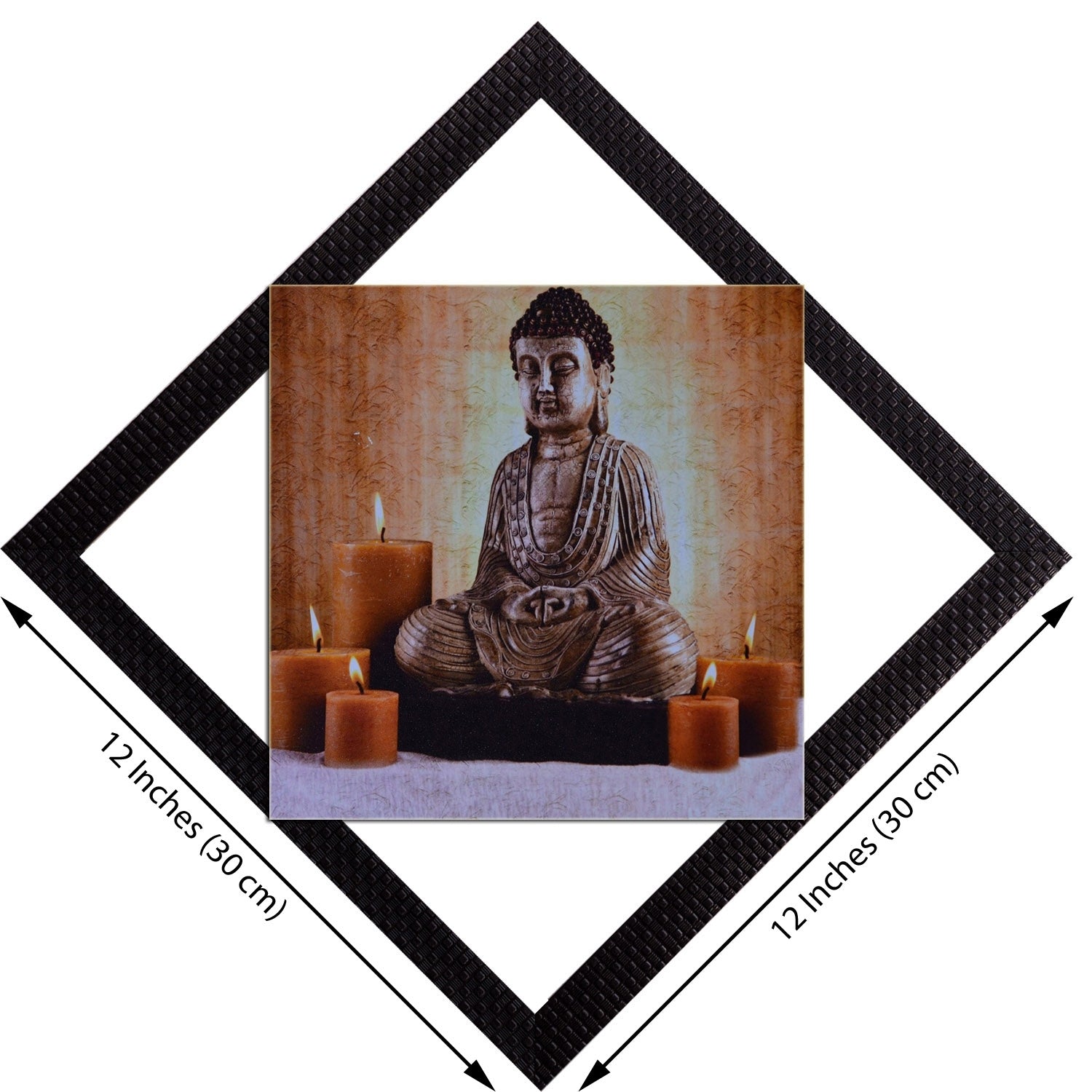 Lord Buddha With Candles Satin Matt Texture UV Art Painting Kafalo