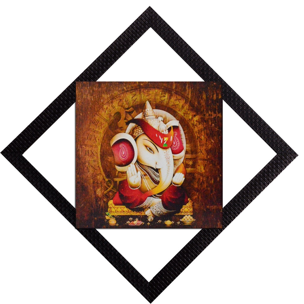 Lord Ganesha With Chowki Satin Matt Texture UV Art Painting Kafalo