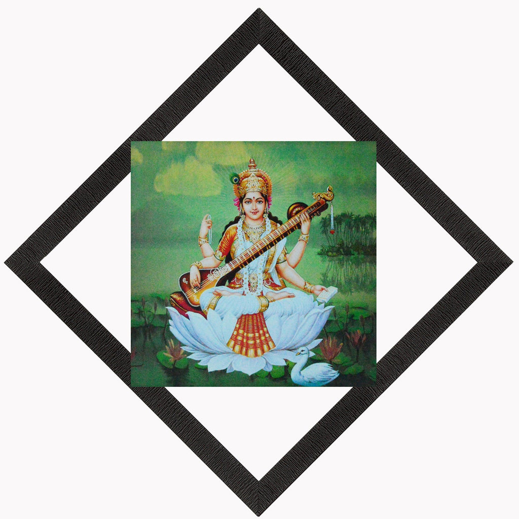 Goddess Saraswati Painting Digital Printed Religious Wall Art Kafalo