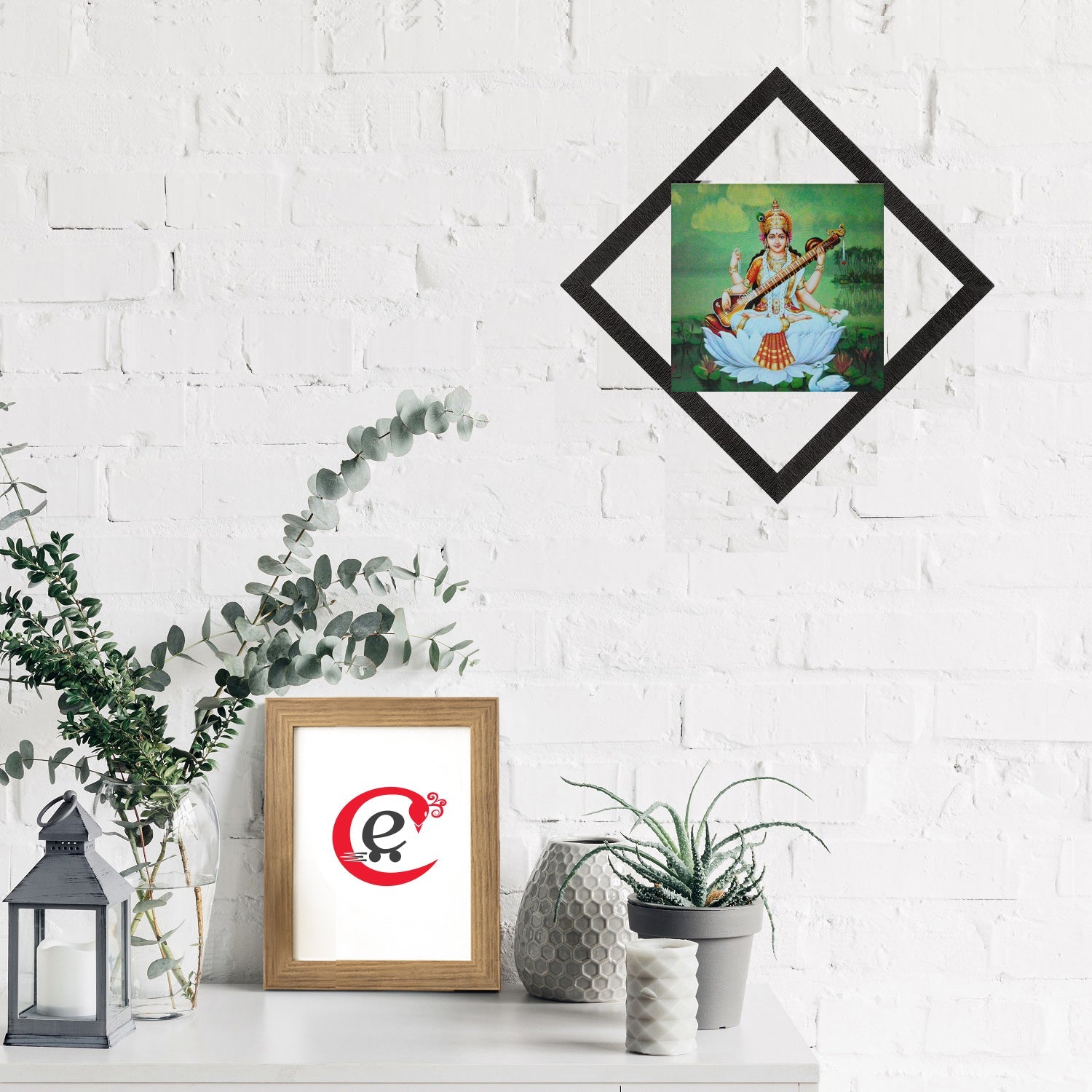 Goddess Saraswati Painting Digital Printed Religious Wall Art Kafalo
