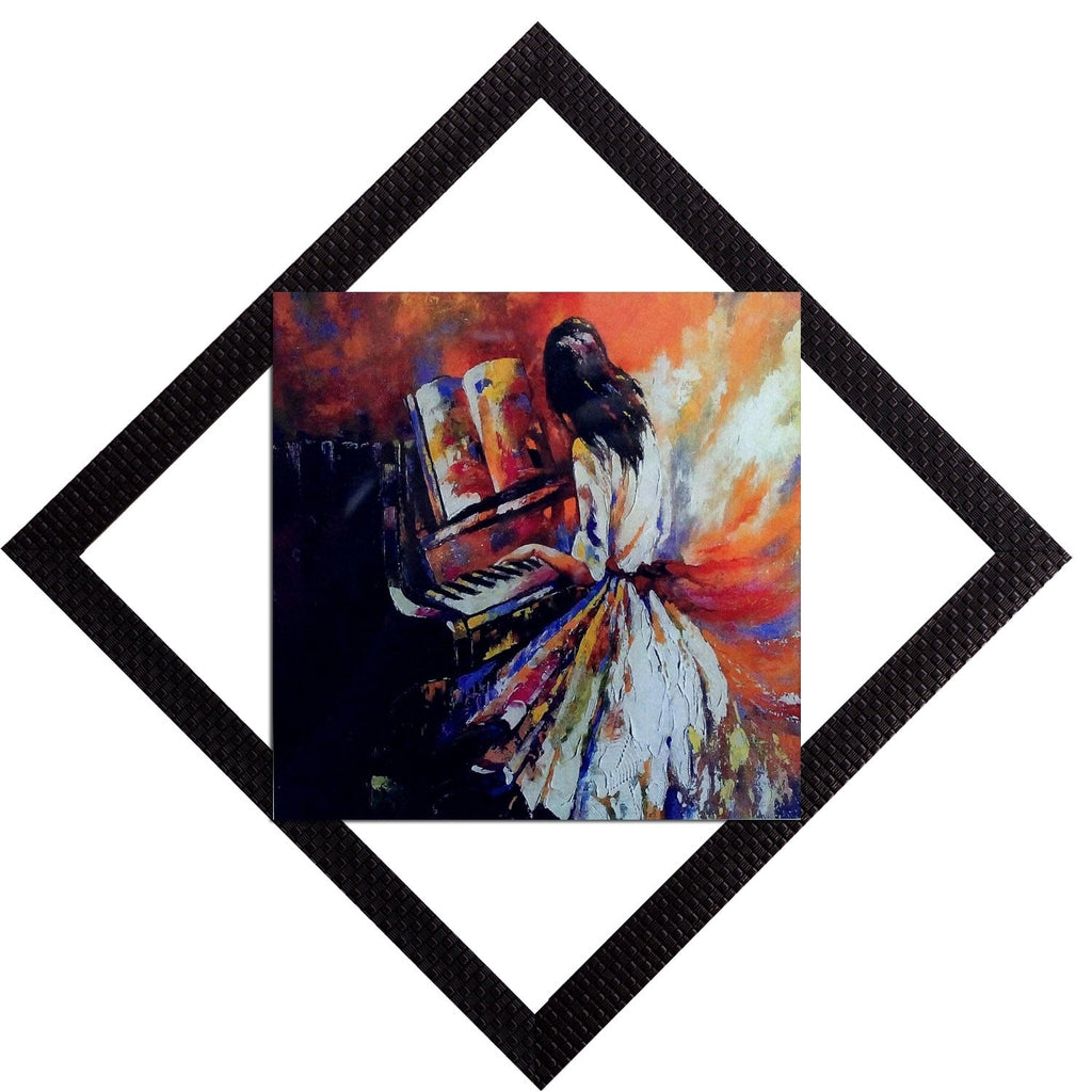 Girl Playing Piano Satin Matt Texture UV Art Painting Kafalo