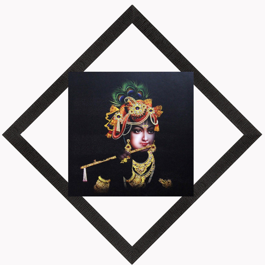 Lord Krishna With Flute Satin Matt Texture UV Art Painting Kafalo