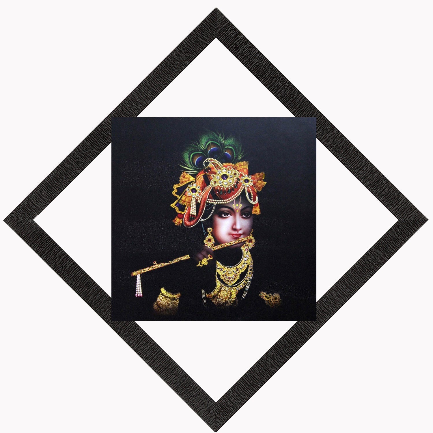 Lord Krishna With Flute Satin Matt Texture UV Art Painting Kafalo