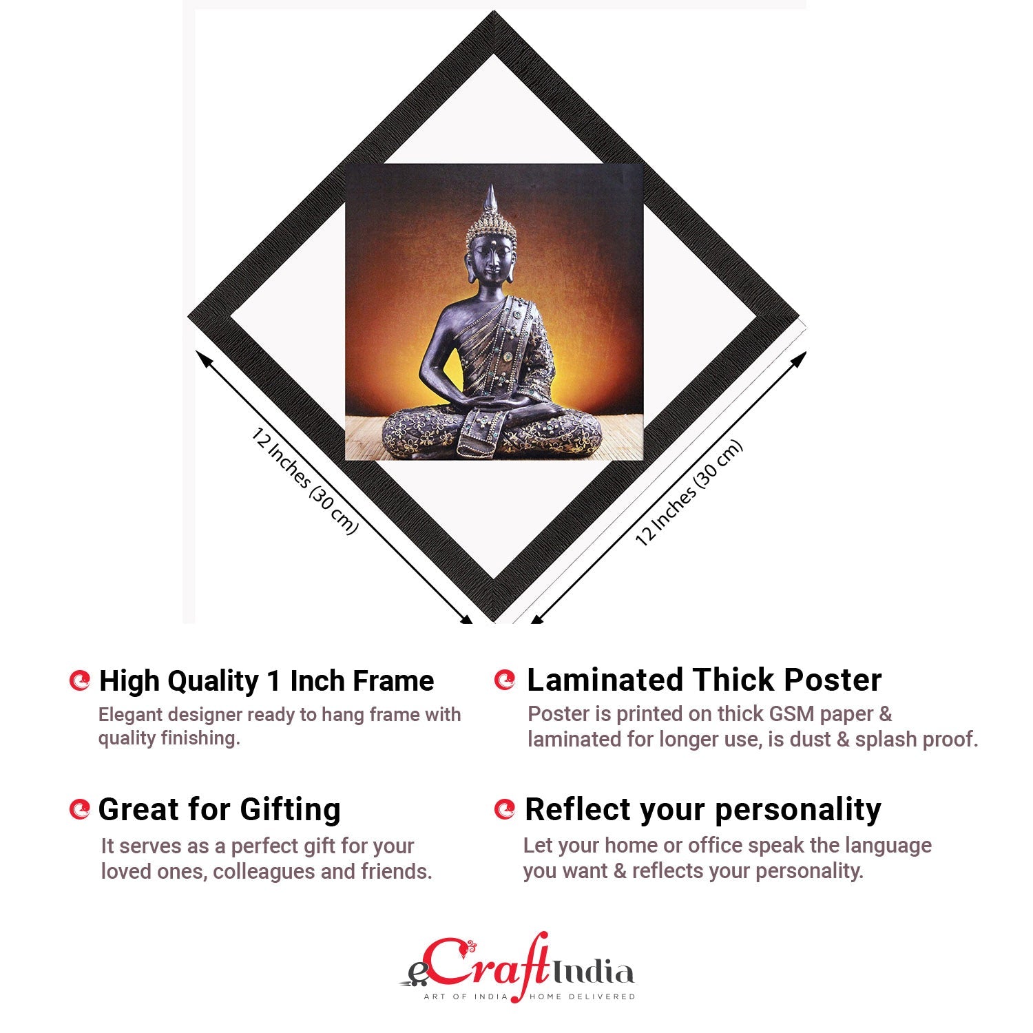 Meditating Pose Of Lord Buddha Satin Matt Texture UV Art Painting Kafalo