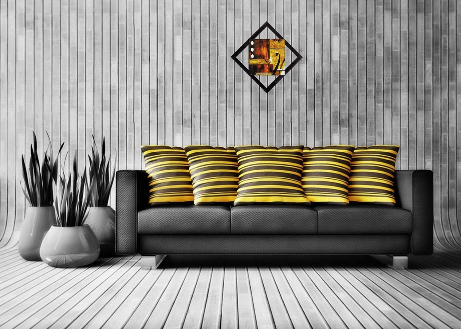 Brown & Yellow Satin Matt Texture UV Art Painting Kafalo
