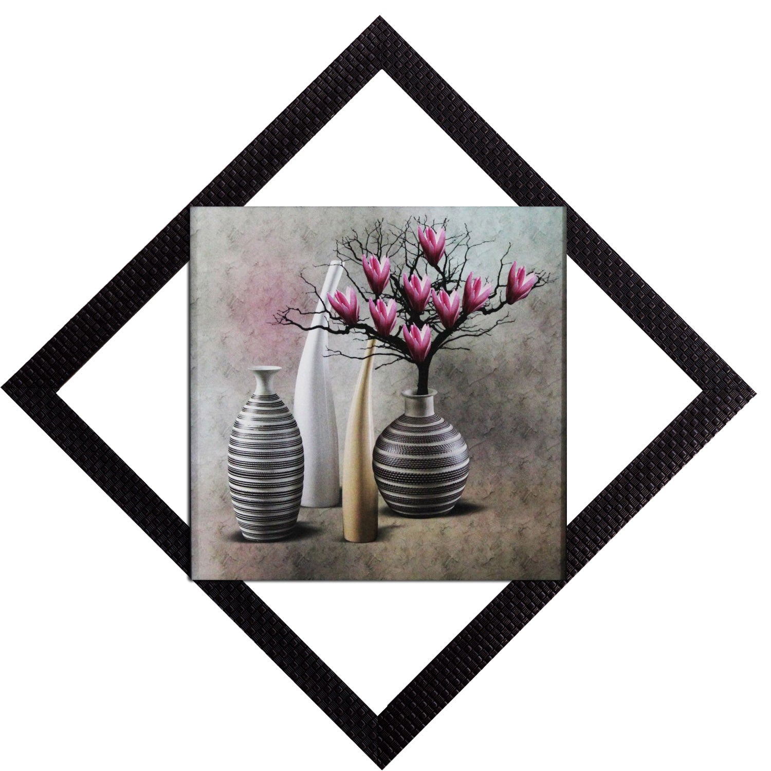 Vases With Flowers Satin Matt Texture UV Art Painting Kafalo