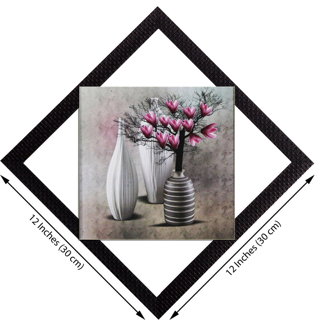 Vases With Pink Flowers Satin Matt Texture UV Art Painting Kafalo