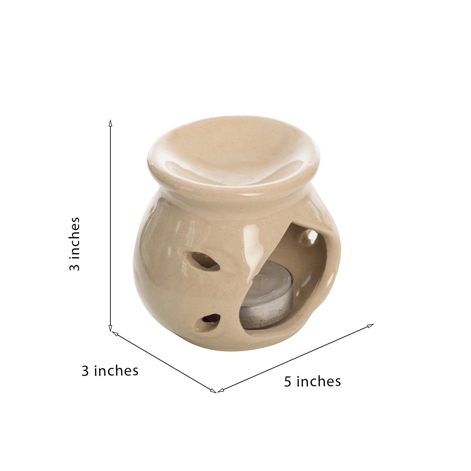White Aroma Burner Set with Sandalwood Aroma Oil and 4 Tea Light Candles Kafalo