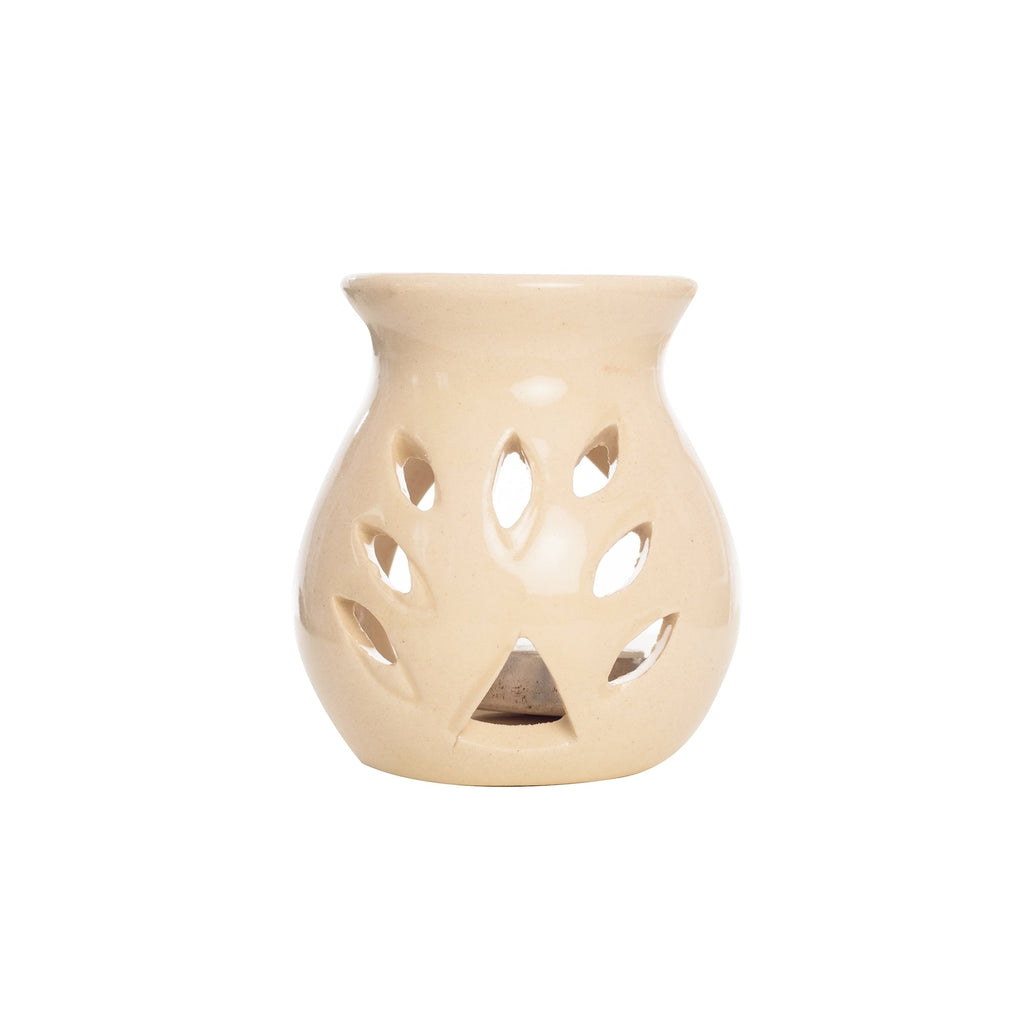 White Aroma Burner Set with Sandalwood Aroma Oil and 4 Tea Light Candles Kafalo
