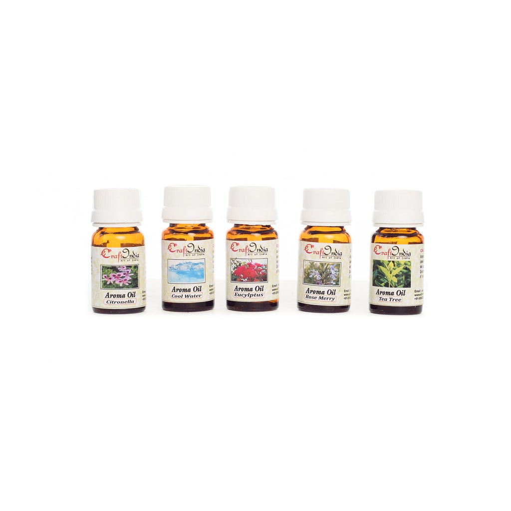 Set of 5 10ML High Quality Aroma Oil in 5 Fragrances (Citronella, Cool Water, Eucalyptus, Rose Merry, Tea Tree - Total 50ml) Kafalo