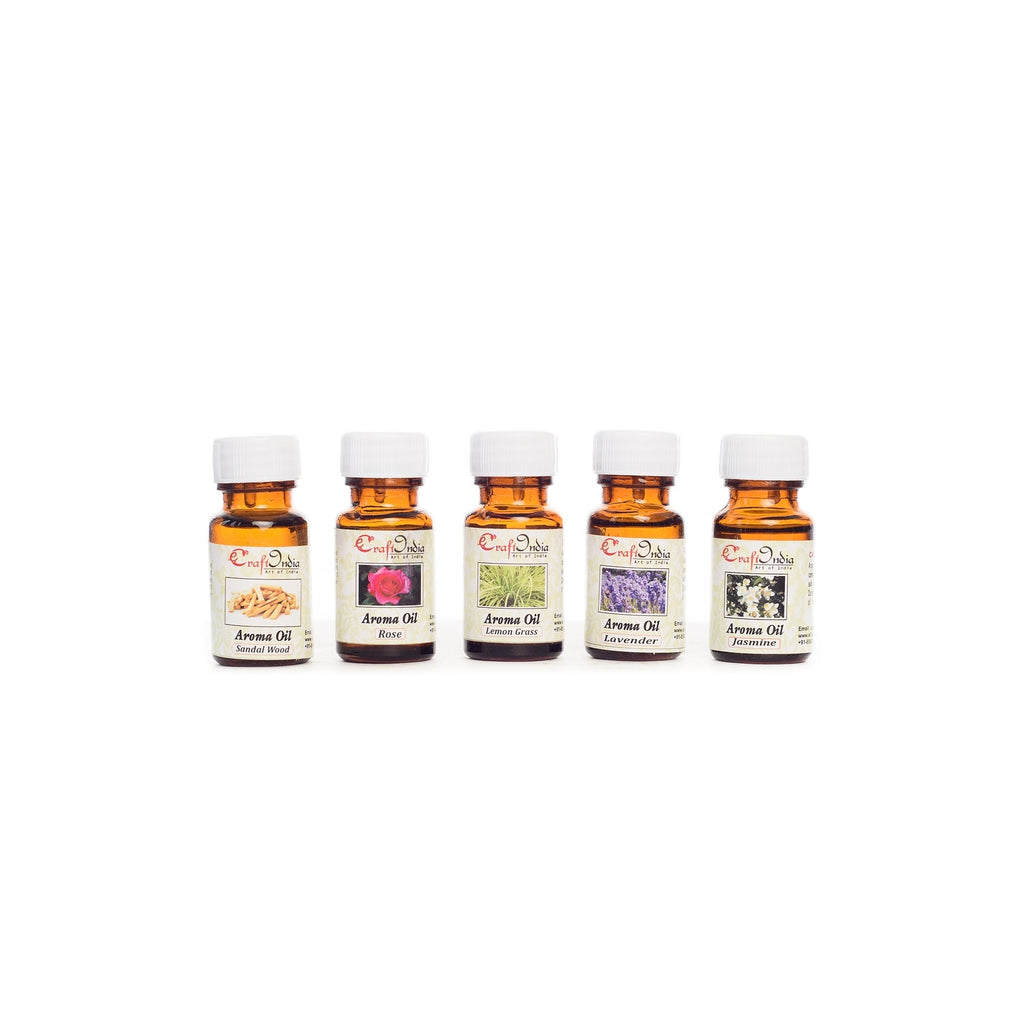 Set of 5 High Quality Aroma Oil in 5 Fragrances (Rose, Jasmine, Lavender, Lemon grass and Sandalwood fragrance) Kafalo