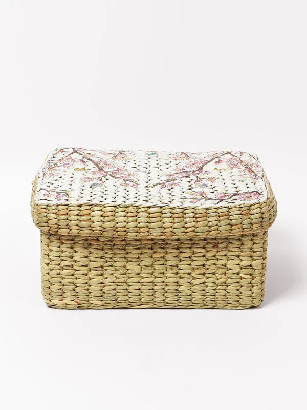 Stylish Seagrass Lid Box for Wardrobe & Accessories Storage