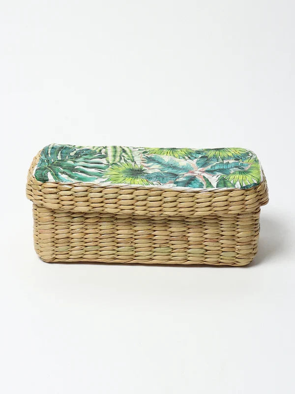 Handwoven Long Seagrass Storage Box for Scarves, Accessories & Small Items