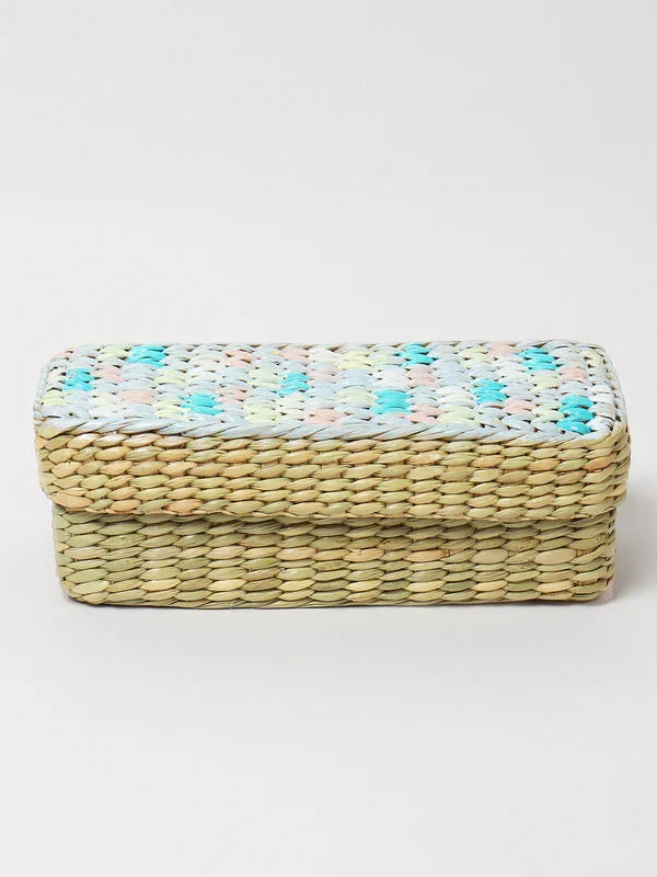 Rustic Long Seagrass Organizer Box for Desk & Wardrobe Essentials