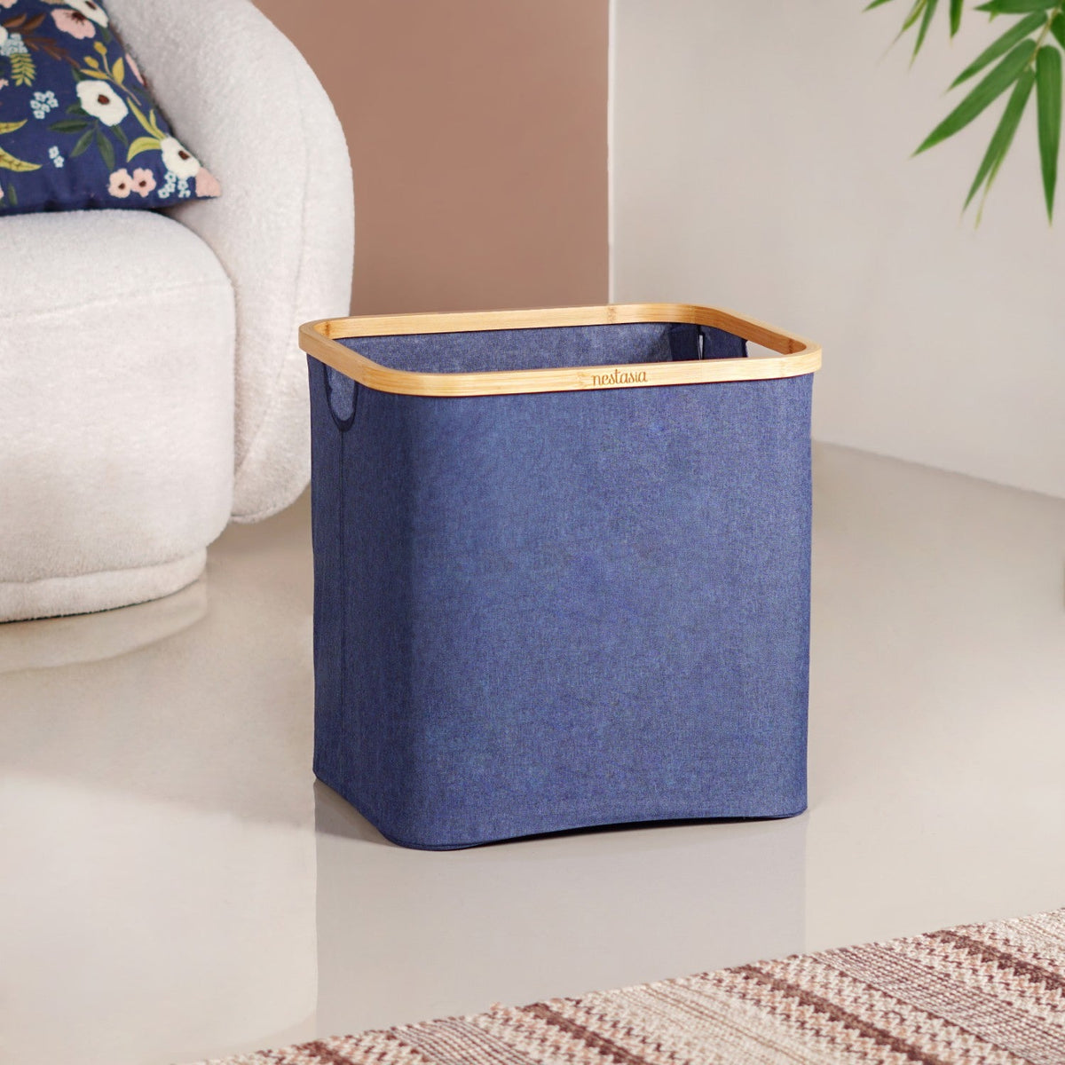 Fabric Storage Basket Blue Nestasia