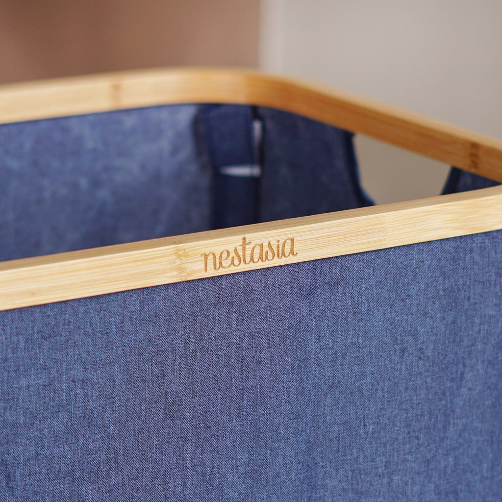 Fabric Storage Basket Blue Nestasia