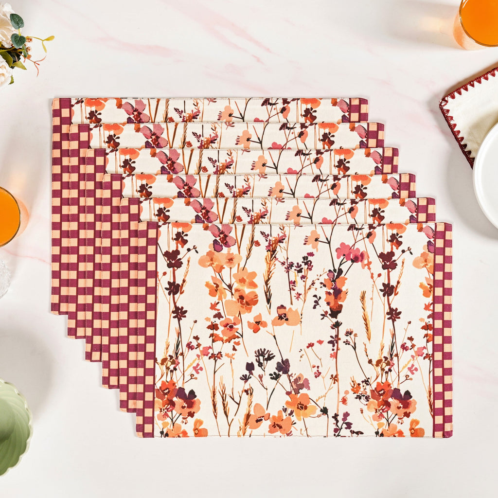 Checkered Border Placemat Set Of 6 Nestasia