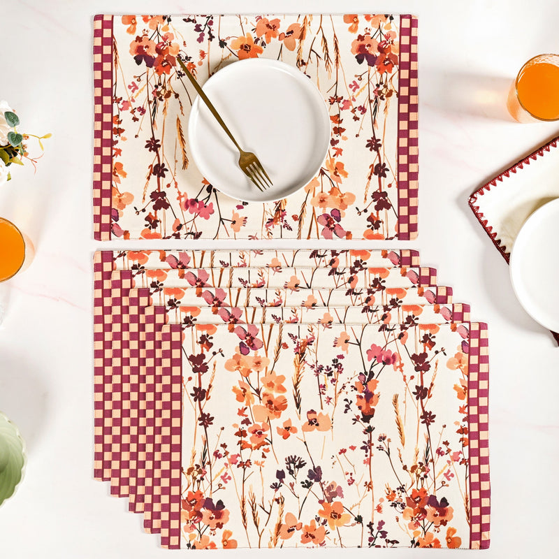 Checkered Border Placemat Set Of 6 Nestasia