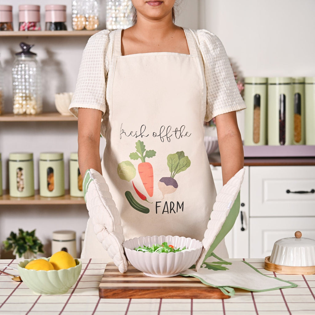 Farm Fresh Apron Mitten Pot Holder Hand Towel Set Of 4 Nestasia