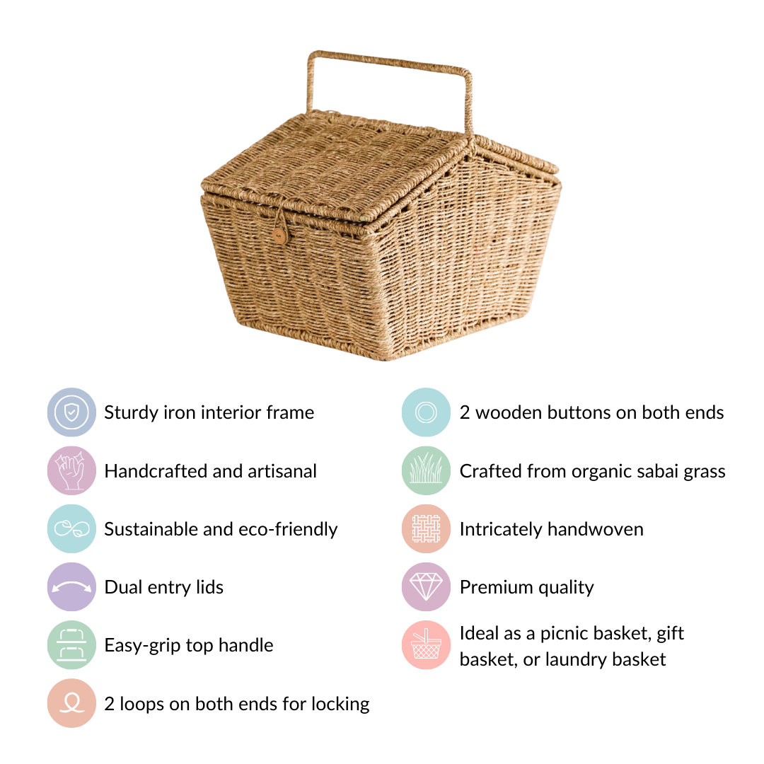 Farmhouse Eco Friendly Picnic Basket Nestasia