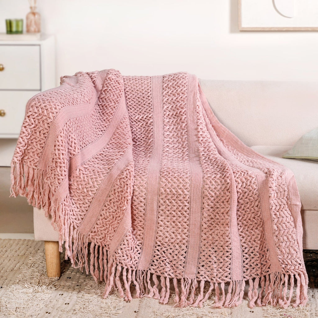 Blush Pink Feather Soft Throw Blanket Nestasia