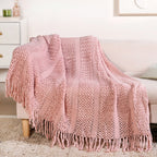 Blush Pink Feather Soft Throw Blanket Nestasia