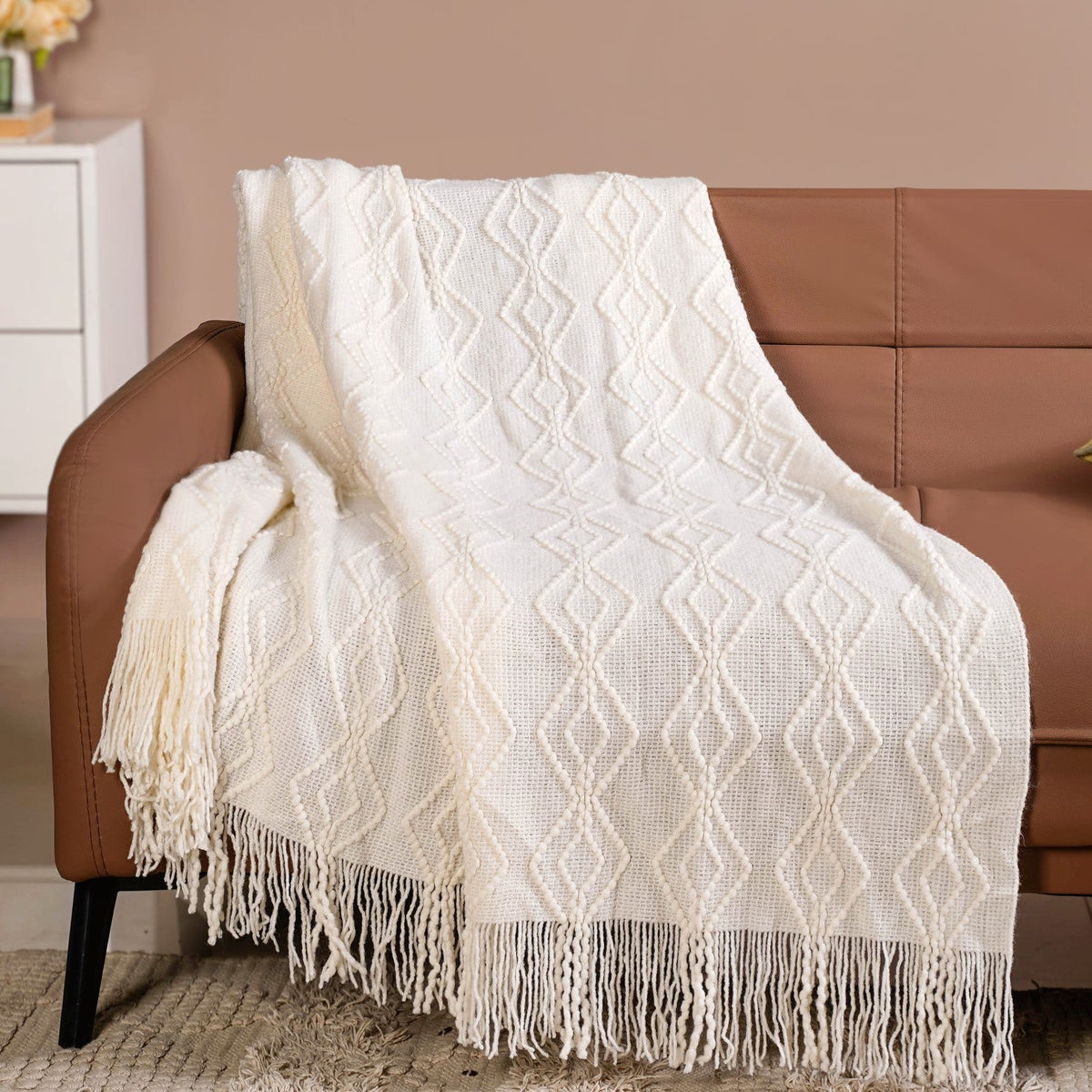Feather Soft Throw Blanket Off White Nestasia