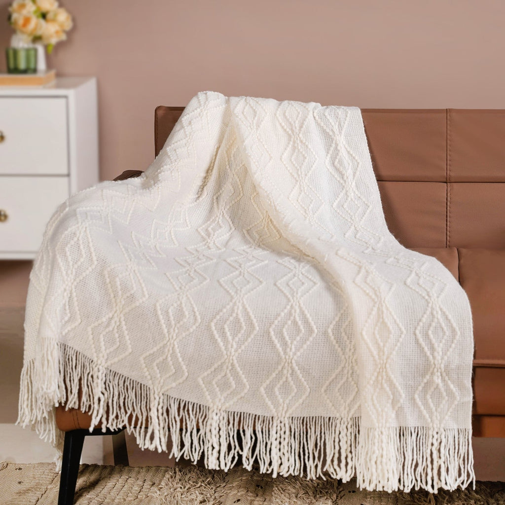 Feather Soft Throw Blanket Off White Nestasia