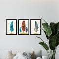 Feathers Abstract Art Paintings, Painting For Wall Living Room, Set of 3 AXIII-20-ABS ArtX