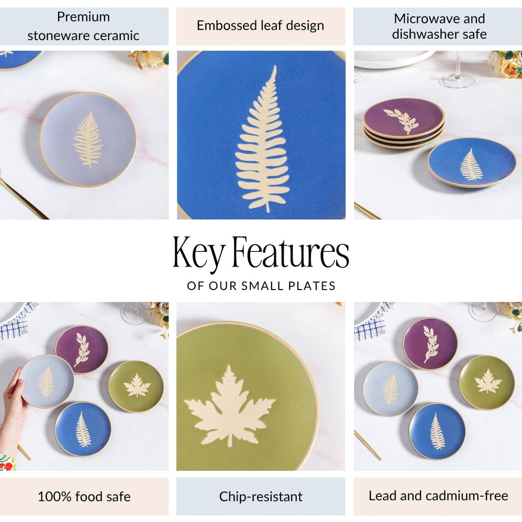 Fern Ceramic Dessert Plate Set Of 4 15cm Nestasia