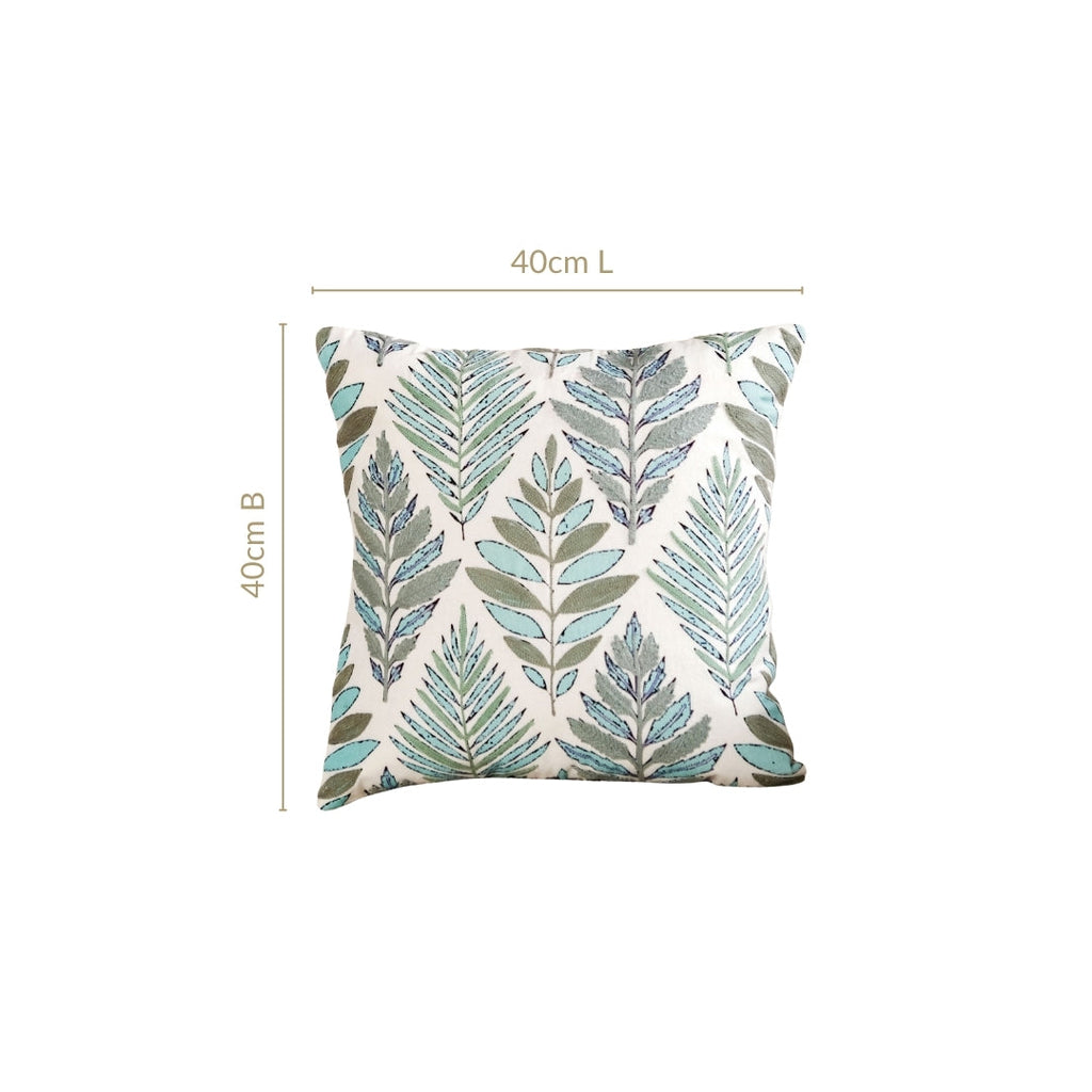 Fern Embroidered Cotton Cushion Cover 50x50cm Nestasia