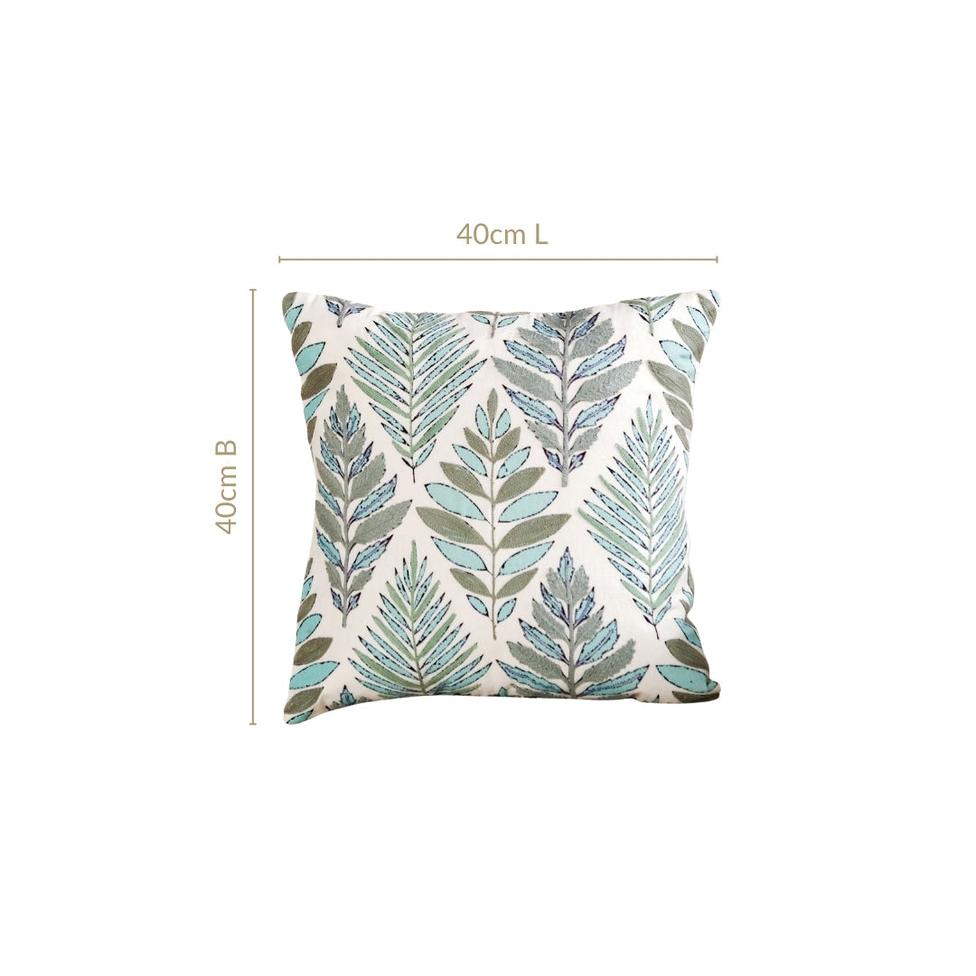 Fern Embroidered Cotton Cushion Cover 50x50cm Nestasia