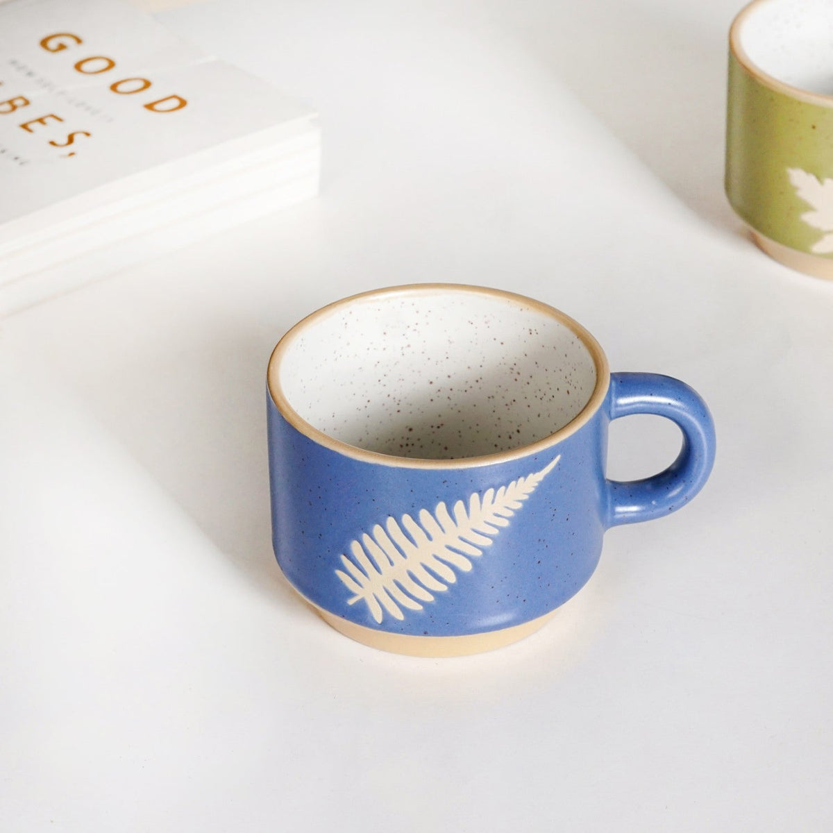 Fern Stackable Ceramic Cup Set Of 4 145ml Nestasia