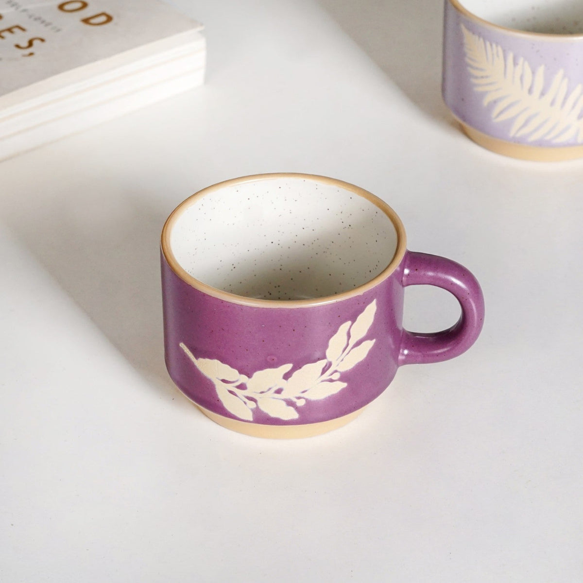 Fern Stackable Ceramic Cup Set Of 4 145ml Nestasia